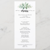 Minimale kalligrafie Groene Eucalyptus Dinner Menu (Voorkant)