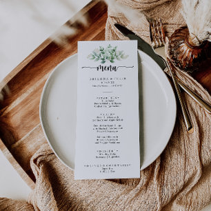 Minimale kalligrafie Groene Eucalyptus Dinner Menu
