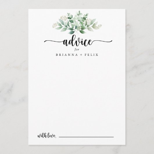 Minimale kalligrafie Groene Eucalyptus Weddenschap Advieskaart (Voorkant)