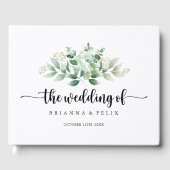 Minimale kalligrafie Groene Eucalyptus Weddenschap Gastenboek (Voorkant)