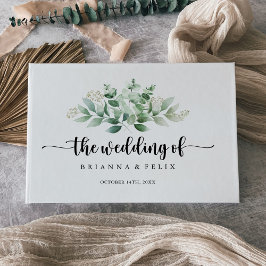 Minimale kalligrafie Groene Eucalyptus Weddenschap Gastenboek