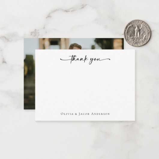 Minimale kalligrafie Hartelijk dank Notitiekaartje (Voorkant / Achterkant in situ)