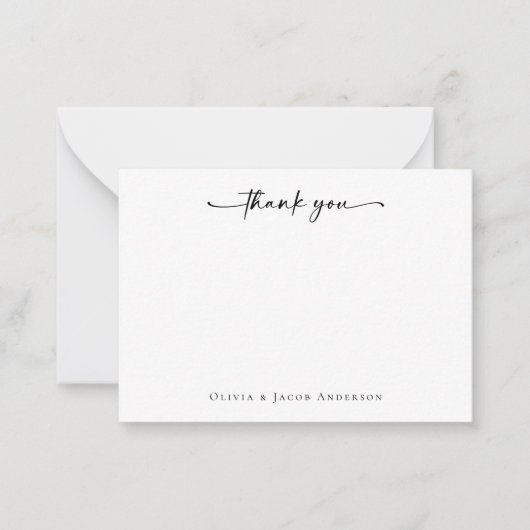 Minimale kalligrafie Hartelijk dank Notitiekaartje (Voorkant)
