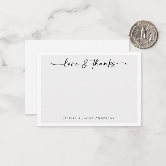 Minimale kalligrafie Hartelijk dank Notitiekaartje (Voorkant / Achterkant in situ)