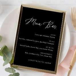 Minimale kalligrafie huwelijksdranken menu bar bor poster