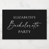 Minimale kalligrafie Ink Bachelorette Black Mini Sparkling Wijnetiket (Enkel label)