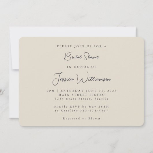 Minimale kalligrafie Ivory Black Vrijgezellenfeest Kaart (Voorkant)