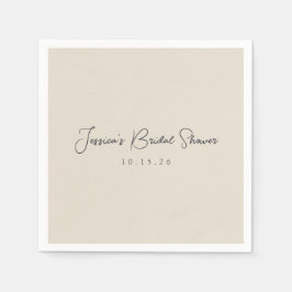 Minimale kalligrafie Ivory Black Vrijgezellenfeest Servet