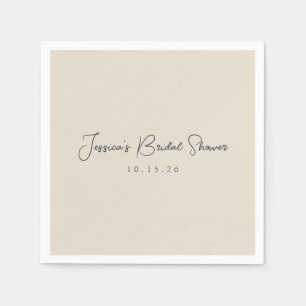 Minimale kalligrafie Ivory Black Vrijgezellenfeest Servet