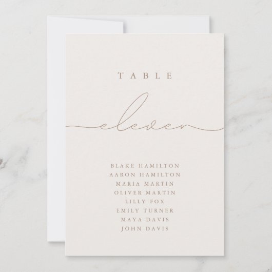 Minimale kalligrafie Ivory Eleven Table Number (Voorkant)