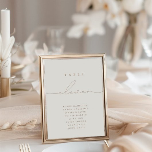 Minimale kalligrafie Ivory Eleven Table Number