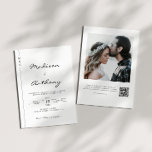 Minimale kalligrafie Korte QR-code voor bruiloft Kaart<br><div class="desc">Moderne en zwarte witte trouwuitnodiging met elegant kalligrafiemanuscript en gepersonaliseerde monogram initialen met gepersonaliseerde QR-code,  aangepaste foto en meer gedetailleerde trouwinformatie op de achterkant.</div>