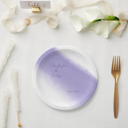 Minimale kalligrafie Lavender Waterverf Wedding Papieren Bordje (Huwelijk)