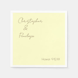 Minimale kalligrafie Licht Geel Weddenschap Servet
