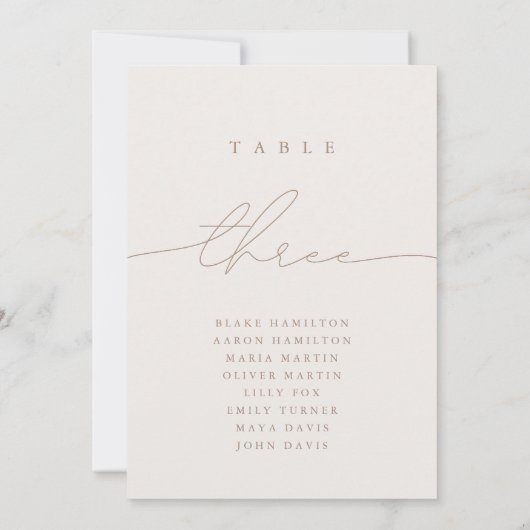 Minimale kalligrafie Neutraal Drie Tabelnummer (Achterkant)