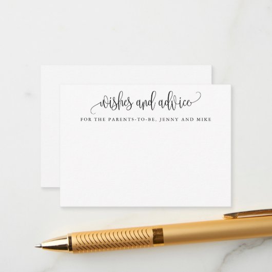 Minimale kalligrafie Nieuwe Ouders wensen en wense Advieskaart (Voorkant / Achterkant in situ)