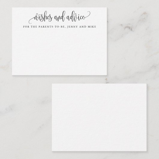 Minimale kalligrafie Nieuwe Ouders wensen en wense Advieskaart (Voorkant / Achterkant)