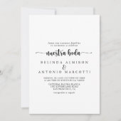 Minimale kalligrafie Nuestra Boda Wedding Kaart (Voorkant)