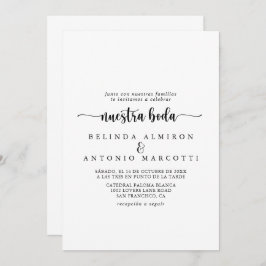 Minimale kalligrafie Nuestra Boda Wedding Kaart