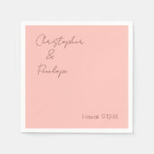 Minimale kalligrafie Perachy Pink Wedding Servet (Voorkant)