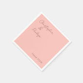 Minimale kalligrafie Perachy Pink Wedding Servet (Hoek)