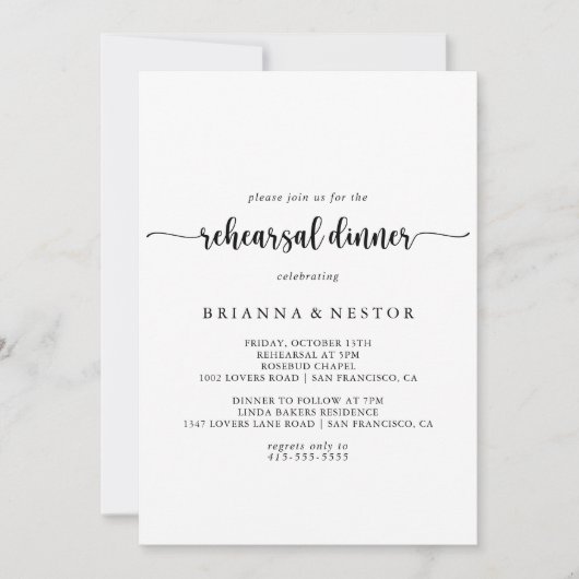 Minimale kalligrafie repetitief diner kaart (Voorkant)