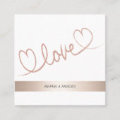 Minimale kalligrafie roos goudliefde hart aanbevelingskaartje (Voorkant)