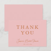 Minimale kalligrafie Roze Vrijgezellenfeest flat Bedankkaart (Voorkant / Achterkant)