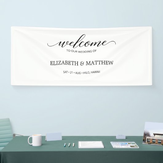 Minimale kalligrafie script bruiloft welkom spandoek (Beurs)