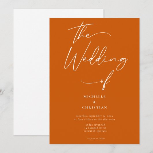 Minimale kalligrafie script gebrand Sinaasappel br Kaart (Voorkant / Achterkant)