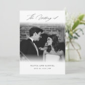 Minimale kalligrafie script Overlay foto bruiloft Kaart (Staand voorkant)