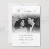 Minimale kalligrafie script Overlay foto bruiloft Kaart (Achterkant)