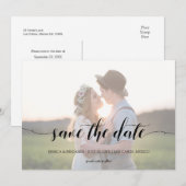 Minimale kalligrafie scriptie trouw vervaagde foto save the date (Voorkant / Achterkant)