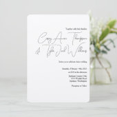 Minimale kalligrafie Shimmer Campagne Bruiloft Kaart (Staand voorkant)