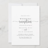 Minimale kalligrafie Silver Wedding Reception Kaart (Voorkant)