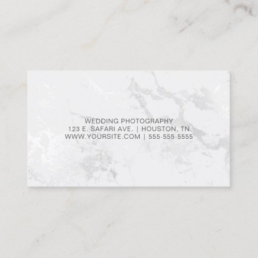 Minimale kalligrafie Silver White Folie Marble Visitekaartje (Achterkant)