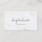 Minimale kalligrafie Silver White Folie Marble Visitekaartje (Voorkant)