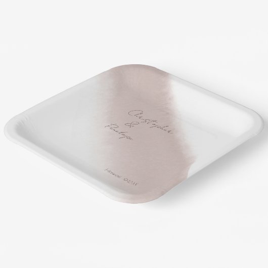 Minimale kalligrafie Stustroze Waterverf Papieren Bordje (Gebogen)
