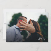 Minimale kalligrafie Stusty Blue Monogram Weddensc Save The Date (Achterkant)