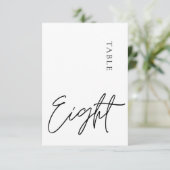 Minimale kalligrafie Tabel acht Tabelnummer Kaart (Staand voorkant)
