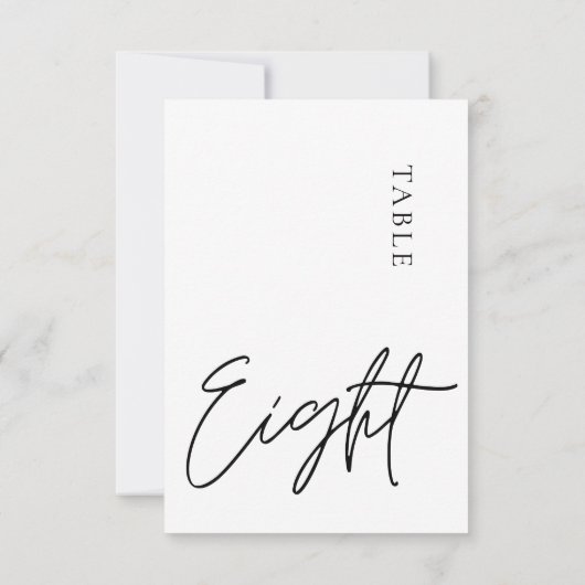 Minimale kalligrafie Tabel acht Tabelnummer Kaart (Achterkant)