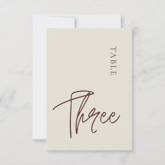 Minimale kalligrafie Tabel Drie Tabelnummer Kaart (Achterkant)