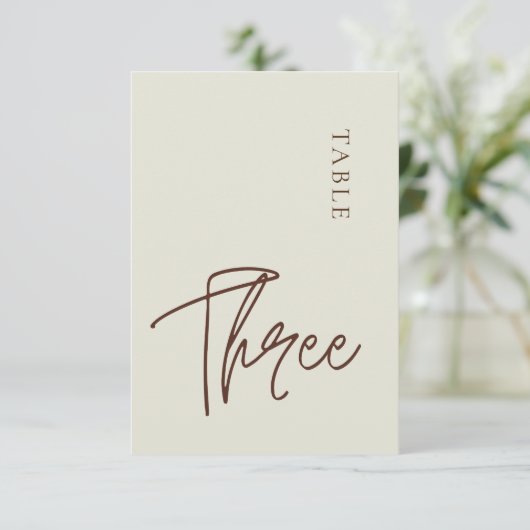 Minimale kalligrafie Tabel drie Tabelnummer Kaart (Staand voorkant)