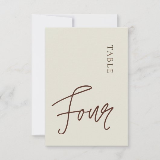 Minimale kalligrafie Tabel fourTable Number Kaart (Voorkant)