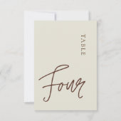 Minimale kalligrafie Tabel fourTable Number Kaart (Achterkant)