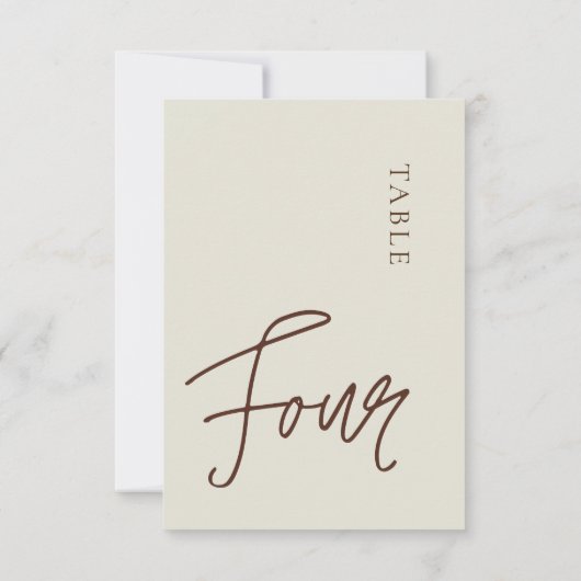 Minimale kalligrafie Tabel fourTable Number Kaart (Achterkant)