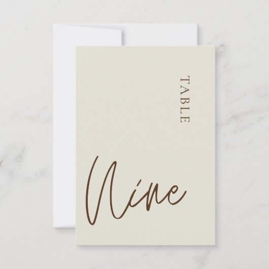 Minimale kalligrafie Tabel negen Tabelnummer Kaart (Achterkant)