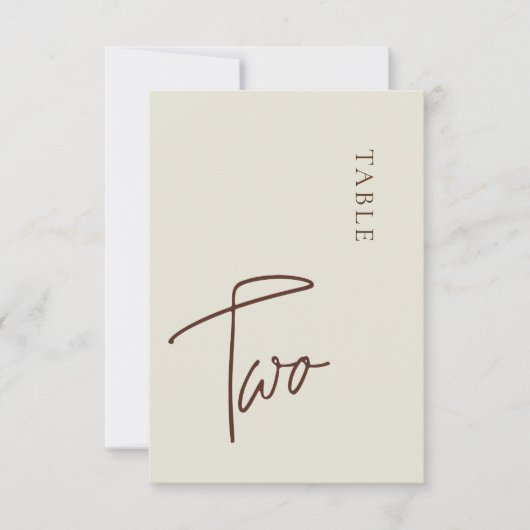 Minimale kalligrafie Tabel twee Tabelnummer Kaart (Voorkant)