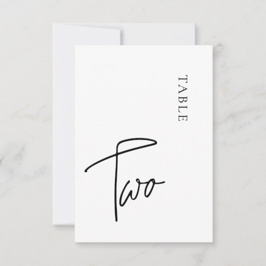 Minimale kalligrafie Tabel twee Tabelnummer Kaart (Voorkant)