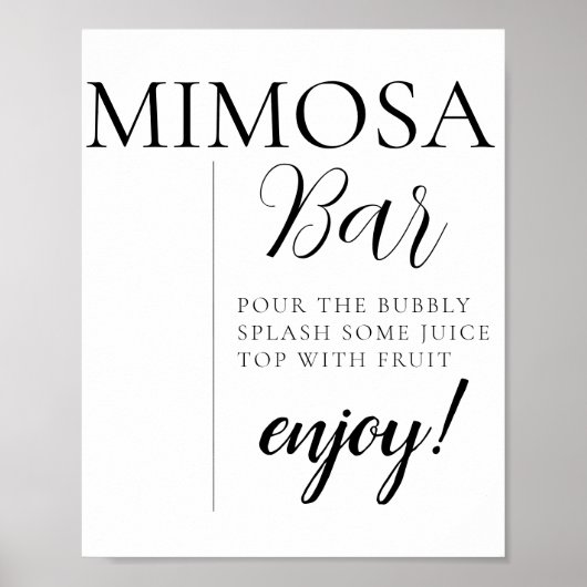 Minimale kalligrafie tekst script Mimosa Bar Bord Poster (Voorkant)